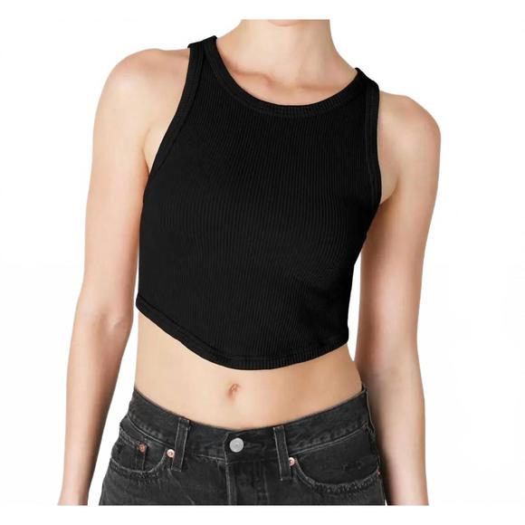 NEW NIKIBIKI curved hem crew neck crop top in black - Picture 1 of 2